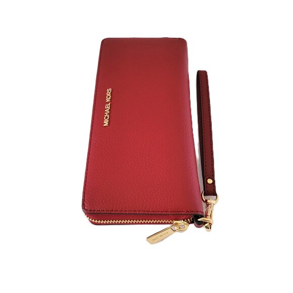 Michael Kors Jet Set Travel Large Travel Continental Wallet Cherry Leather - Picture 4 of 6